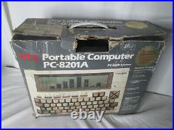 Vtg 1983 NEC PC-8201A Portable Computer Bundle with TANDY Cassette Recorder Lot