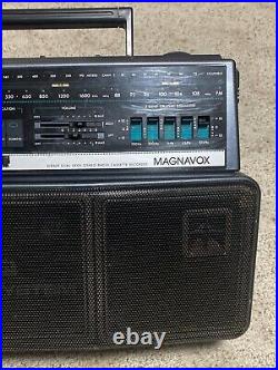 Vtg Magnavox D8300 AM FM Stereo Boombox Radio Dual Cassette Works Sounds Great