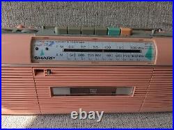 Vtg Pink Peach SHARP QT-50 AM/FM Radio Cassette Recorder Stranger Things Model