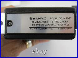 Vtg SANYO Executive Series Microcassette Recorder M5800 Earbud Power Supply