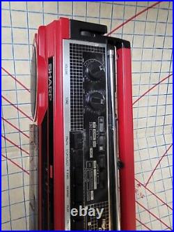 Vtg Sharp Boombox WQ 276 Red Stereo Radio Cassette Recorder Working