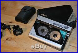 Walkman Sony WM-W800 Case Double cassette player recorder vintage + mic