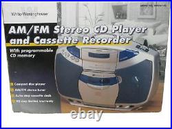 White Westinghouse 1999 AM/FM Stereo CD Player Cassette Recorder Model WPD14142