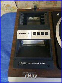 Zenith Vintage Stereo Record 8 Track & Cassette Player Mint